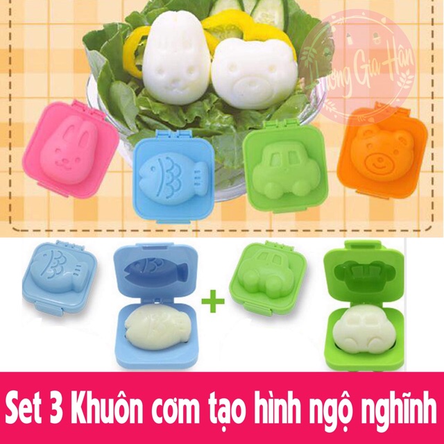 Set 3 Khuôn Ép Cơm, Trứng, Bánh Tạo Hình Ngộ Nghĩnh Giúp Bé Thích Thú Khi Ăn - goodbaby, luvamo, hanhdecal, shop mẹ xôi