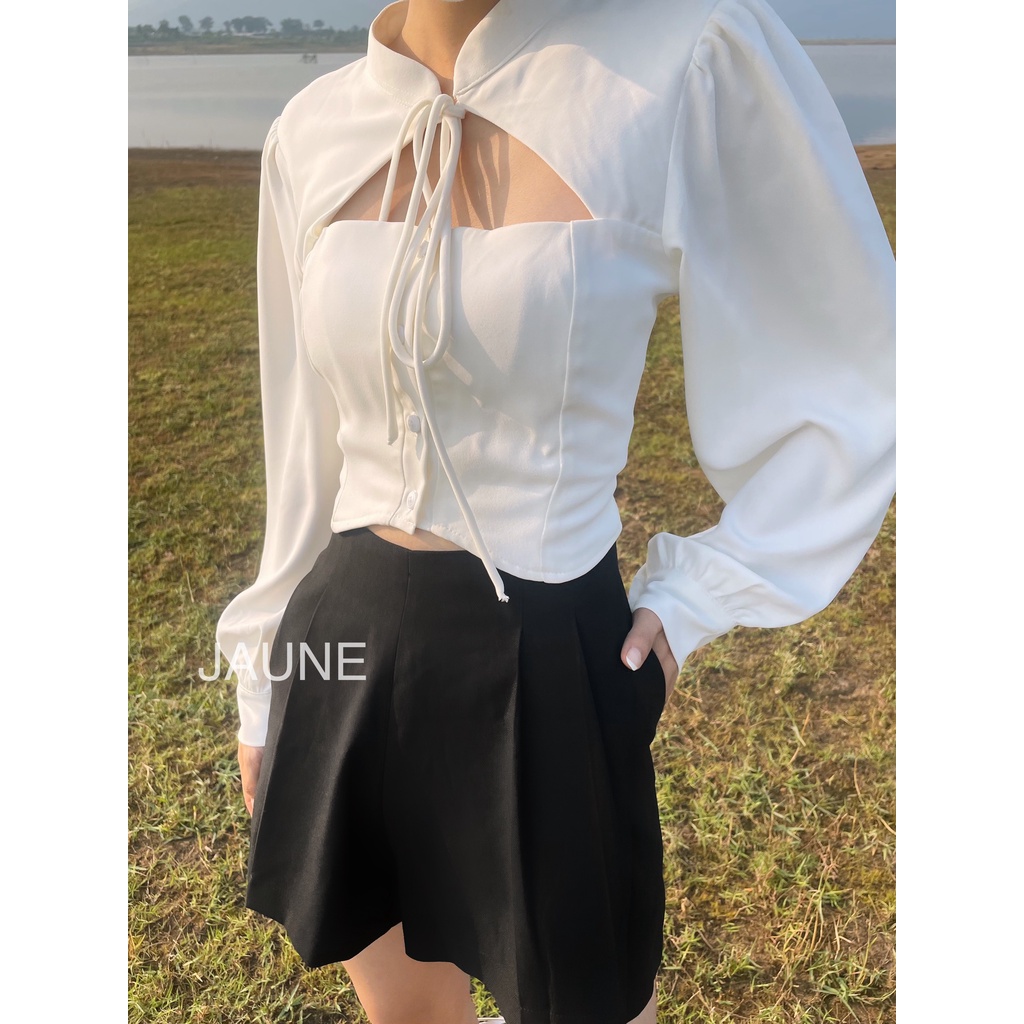 Quần short thiết kế dập li, dáng chữ A JAUNE- COMOS short
