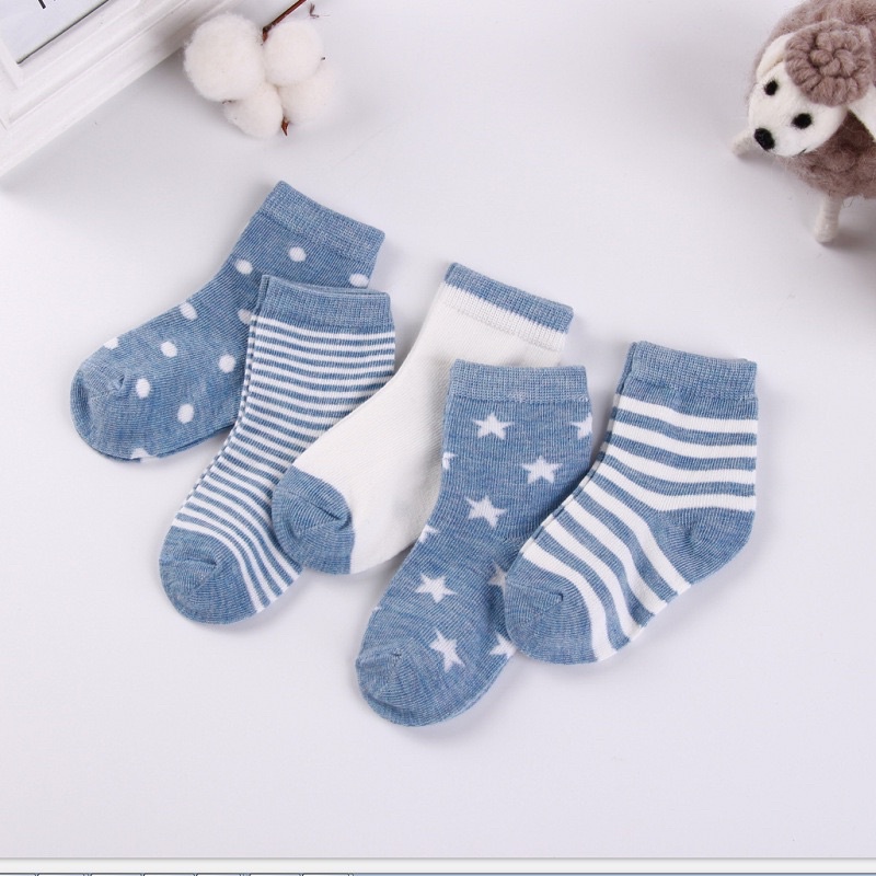 Sét 5 đôi tất COTTON Xinh xắn cho bé trai bé gái 1-8 tuổi