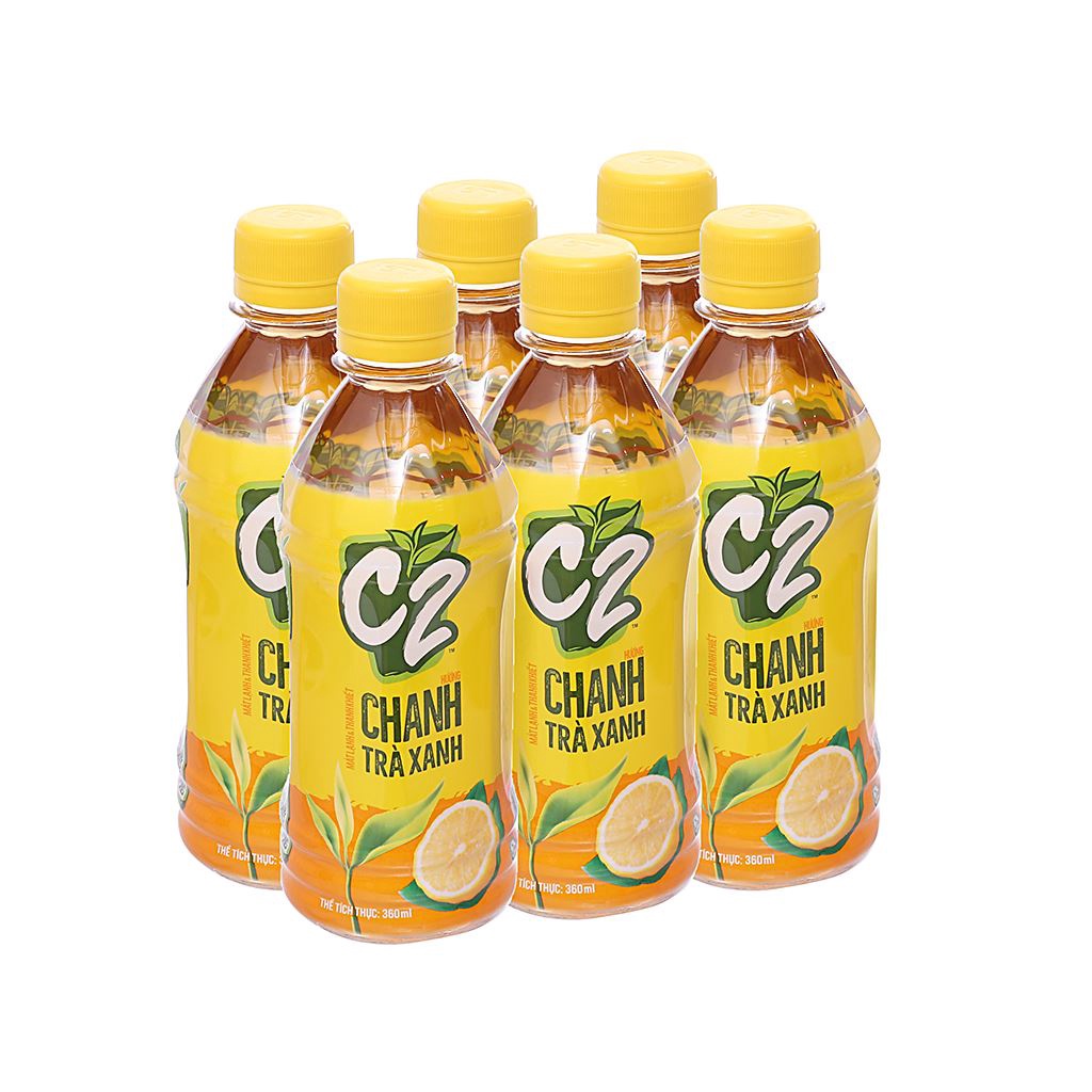 Lốc 6 chai nước ngọt C2 vị chanh 360ml