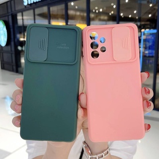Ốp điện thoại màu trơn có nắp trượt bảo vệ ống kính máy ảnh cho samsung s20 s21 ultra a71 a51