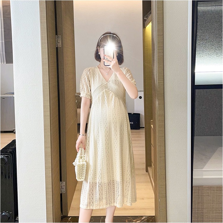 Váy đầm bầu xuông cho con bú thiết kế công sở, dự tiệc cho mẹ bầu phong cách hàn quốc sang trọng lịch sự mới mùa hè