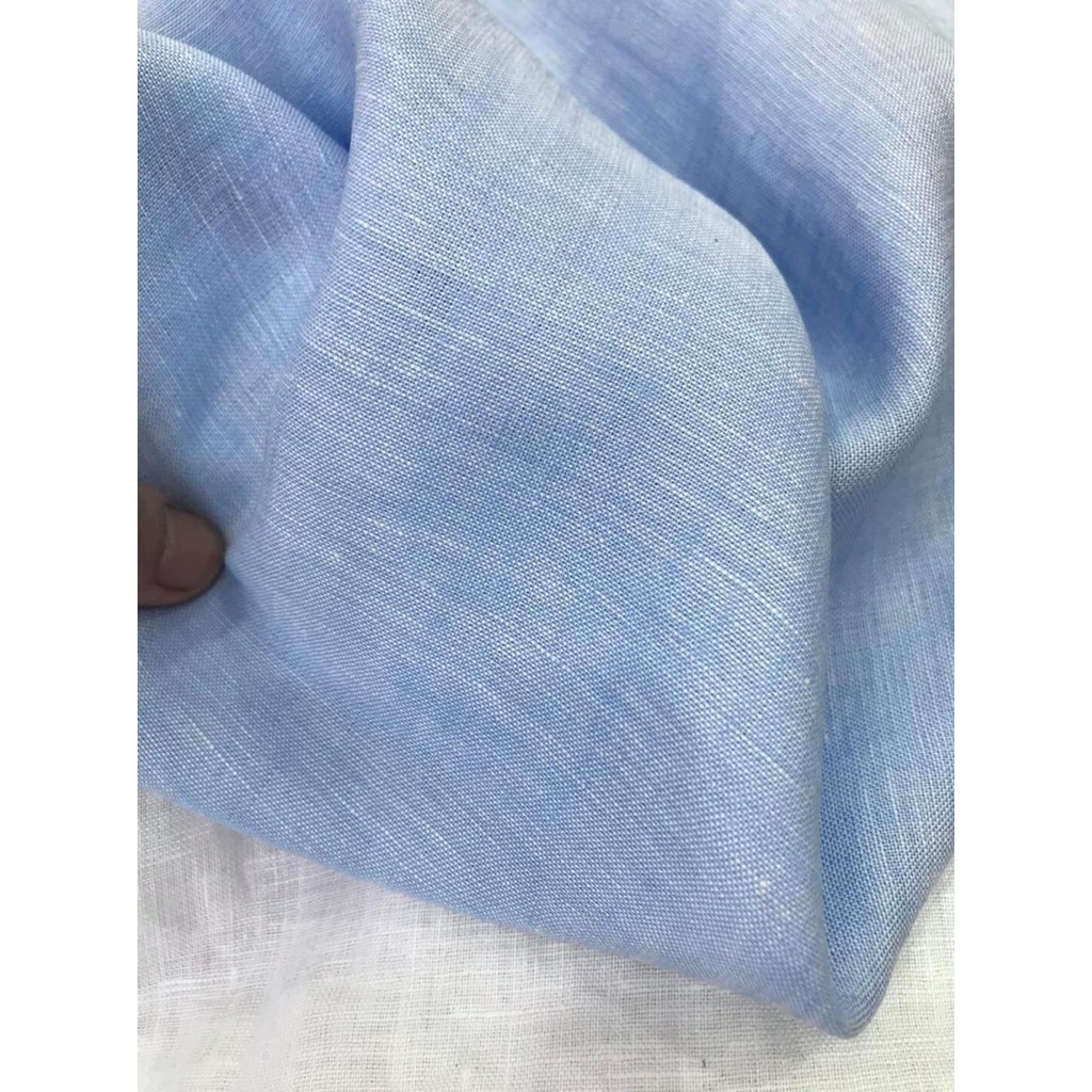 Áo sơ mi xanh nhạt linen thiết kế Lalastyle