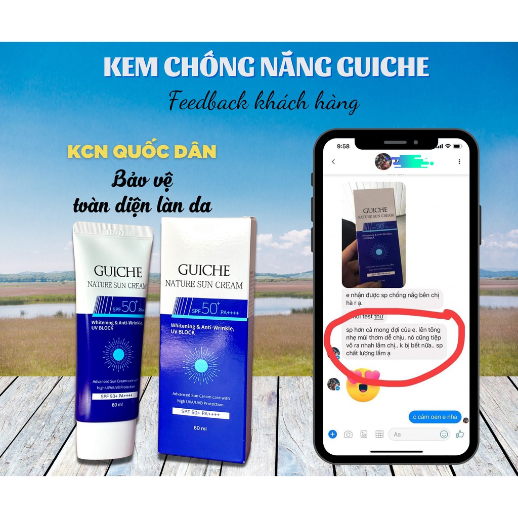 Kem chống nắng cho mặt GUICHE NATURE SUN CREAM Chính Hãng chăm sóc da trắng da