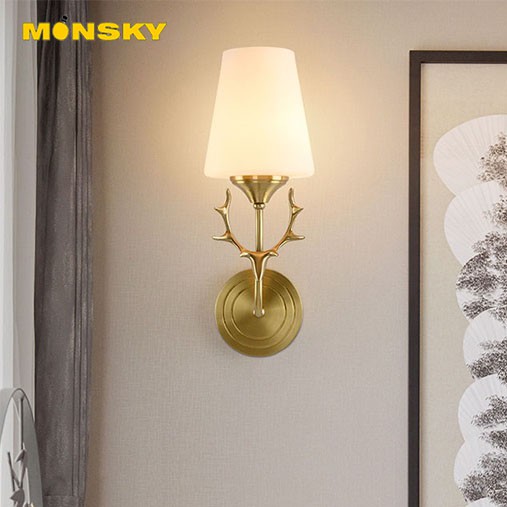 Đèn tường MONSKY KEARA sừng hươu trang trí nội thất sang trọng, hiện đại - kèm bóng LED chuyên dụng.(9857)