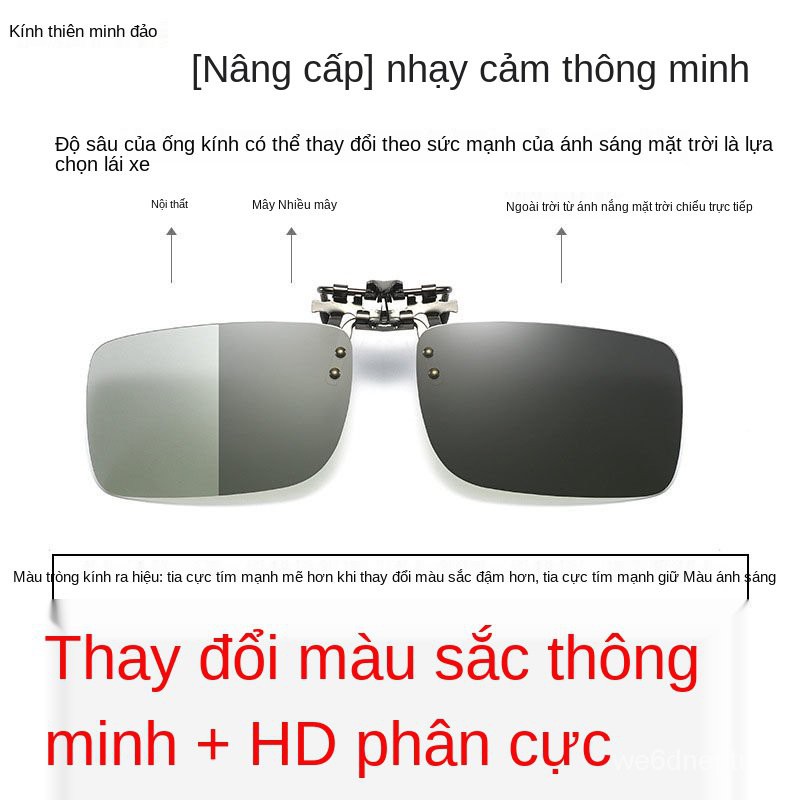 Kính Cận Thị Clip Phân Cực Nam Ngày Và Đêm Sử Dụng Gương Đổi Màu Kính Mát Nam Cá Mắt Kính Nhìn Trôi