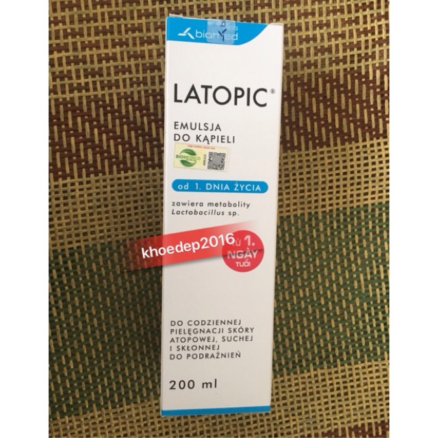 Nhũ tương tắm Latopic Bath Emulsion 200ml mẫu mới Date xa