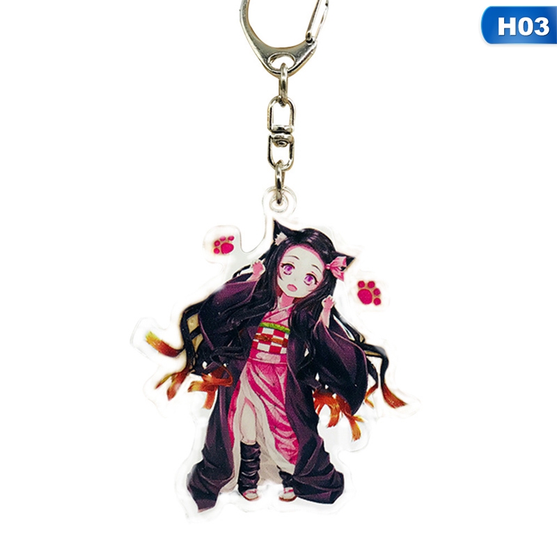 Anime Demon Slayer Keychain Cute Kamado Nezuko Pendant Two-sided Trankparent Keyring Cosplay Acrylic Fans Jewelry Gift