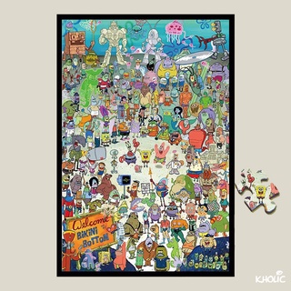 Spongebob, xếp hình bằng gỗ, xếp hình 300/520/1000 miếng ghép hình, xếp hình anime, đồ chơi