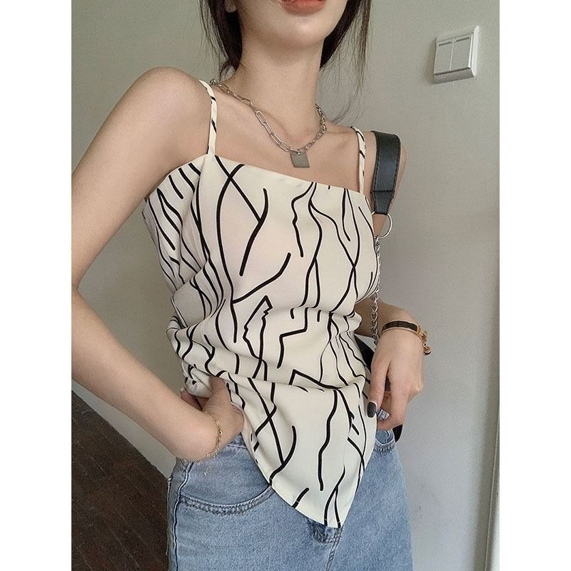 Áo Lửng Hai Dây In Họa Tiết Kiểu Dáng Quyến Rũ Dành Cho Bạn Gái