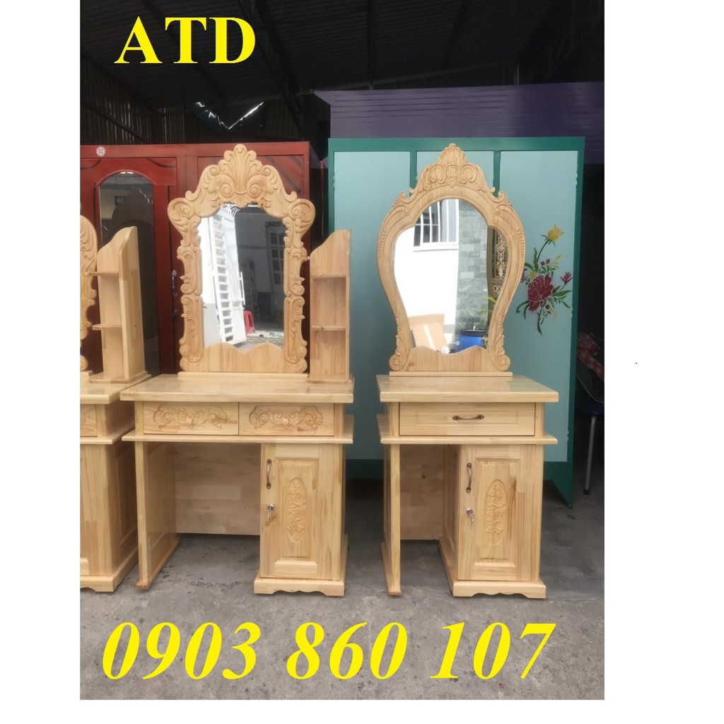 Bàn trang điểm gỗ tự nhiên thông ghép sang trọng mẫu đẹp y hình thực tế 100%