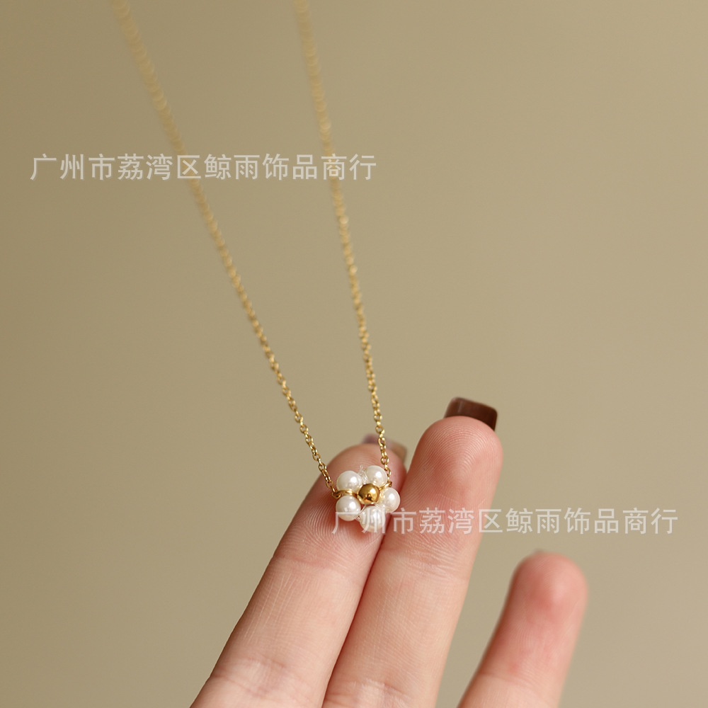 Dây Chuyền Mạ Vàng 18K Phối Mặt Kính Hình Hoa Cúc Nhỏ Xinh Xắn Xl214