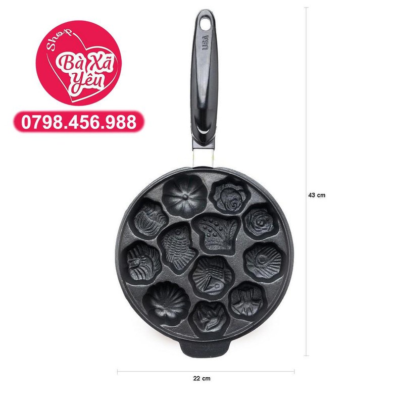Khuôn làm bánh bông lan chống dính có tay cầm 12 bánh Huỳnh Anh - BX3261