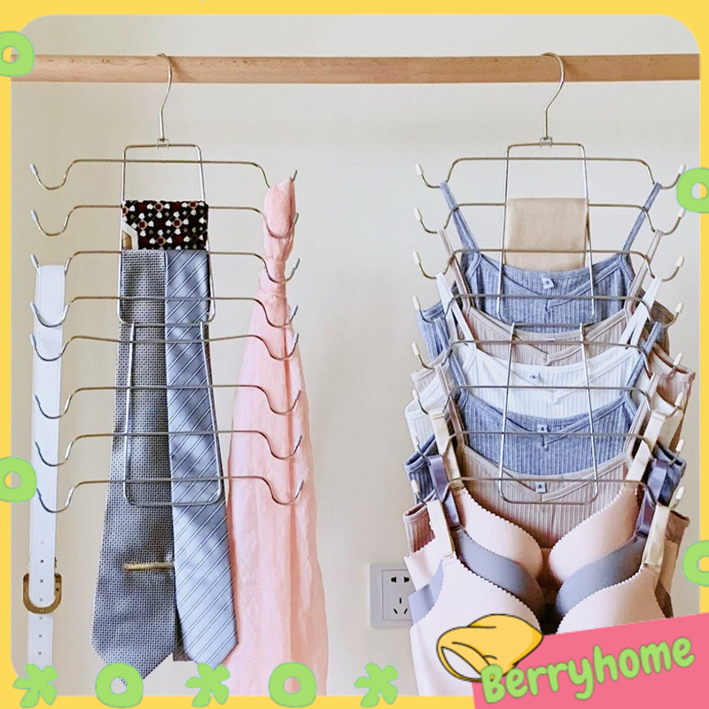 Nhiều lớp Sấy đồ lót Móc treo gấp Sling liền mạch Giá phơi quần áo đa chức năng BerryHome~