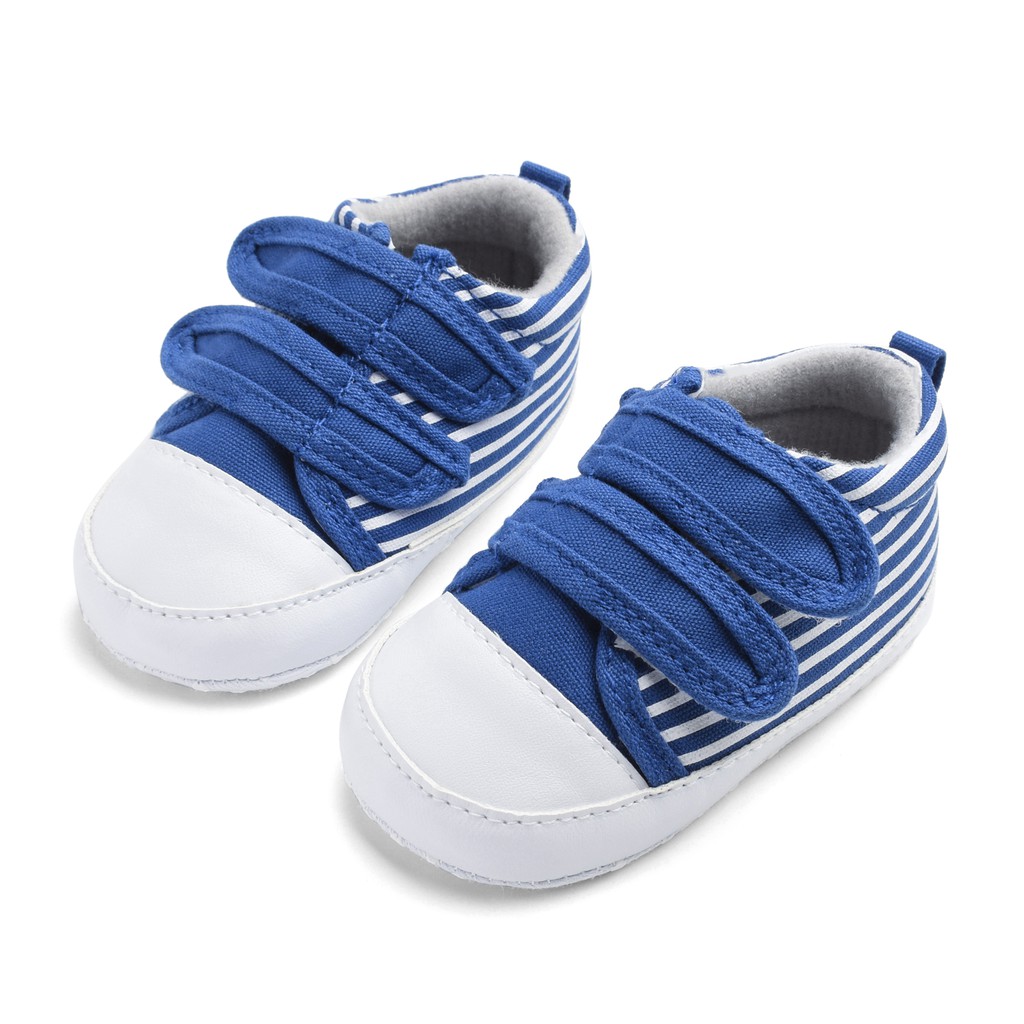 Giày thể thao đế mềm bằng cotton họa tiết sọc cổ điển cho bé trai bé gái sơ sinh