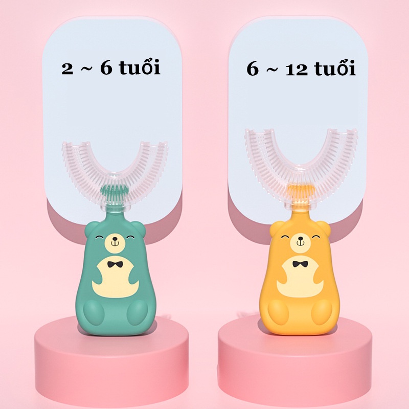 Bàn Chải Đánh Răng Silicone Hình Chữ U Dành Cho Bé Từ 2 Đến 12 Tuổi
