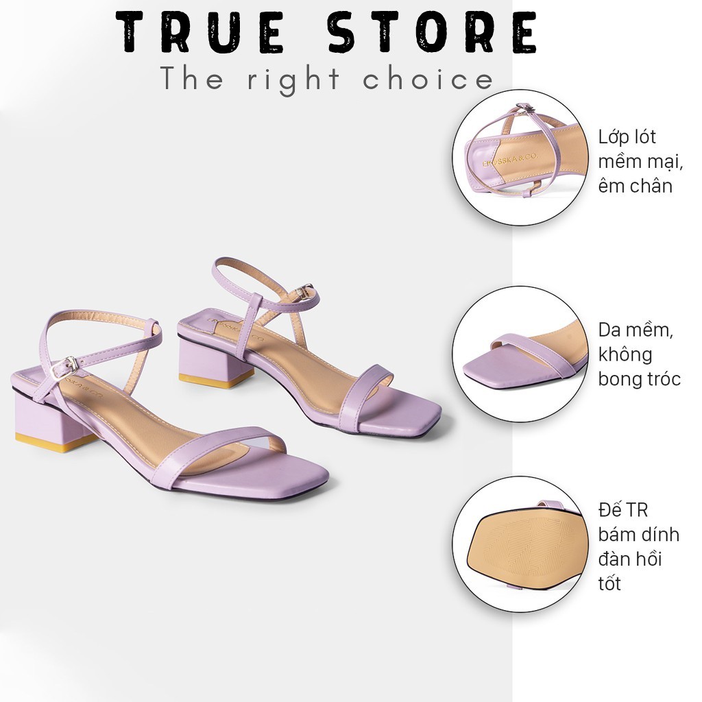 (HOT HOT) Sandal cao gót đế vuông cao 5cm chất liệu cao cấp phong cách Hàn Quốc màu tím thủy chung, True Store, EB021