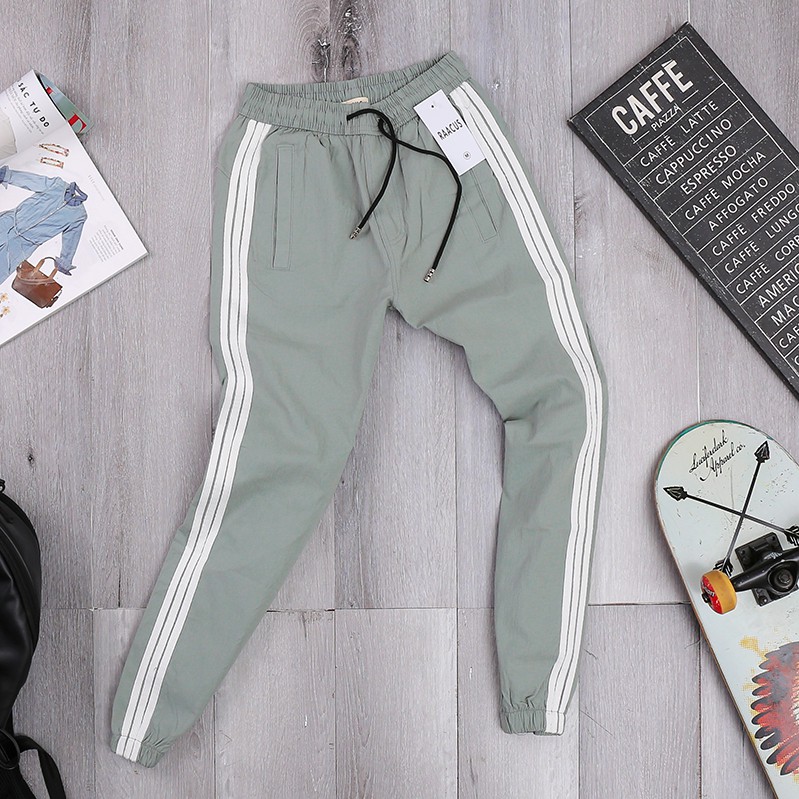 Quần jogger đũi nam 3 kẻ sọc unisex, quần nam hè thoáng mát thể thao cao cấp chính hãng Raacus - Q093