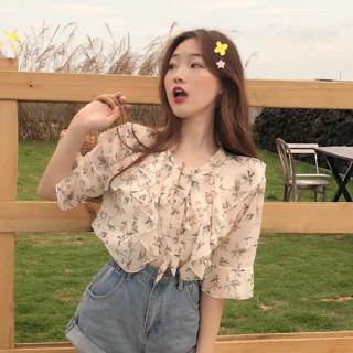 Áo sơ mi chiffon họa tiết hoa thiết kế ngọt ngào nữ tính