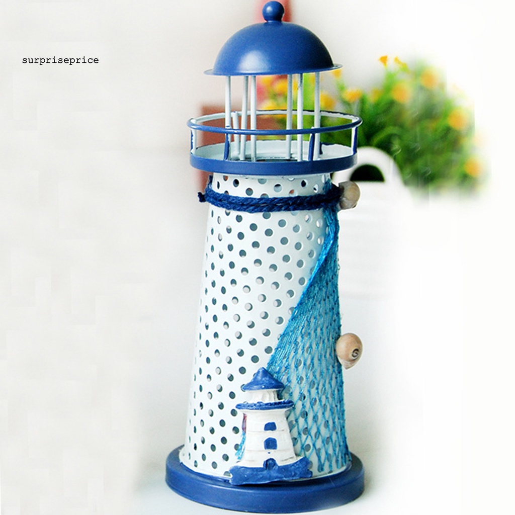 Mô Hình Ngọn Hải Đăng Bằng Sắt Có Đèn LED Độc Đáo Trang Trí Sân Vườn