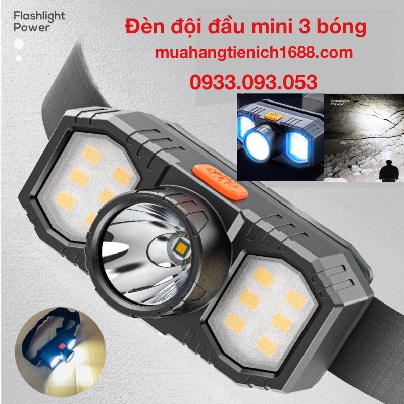 Đèn đội đầu mini 3 bóng - phượt - lấy ráy tai - cắm trại