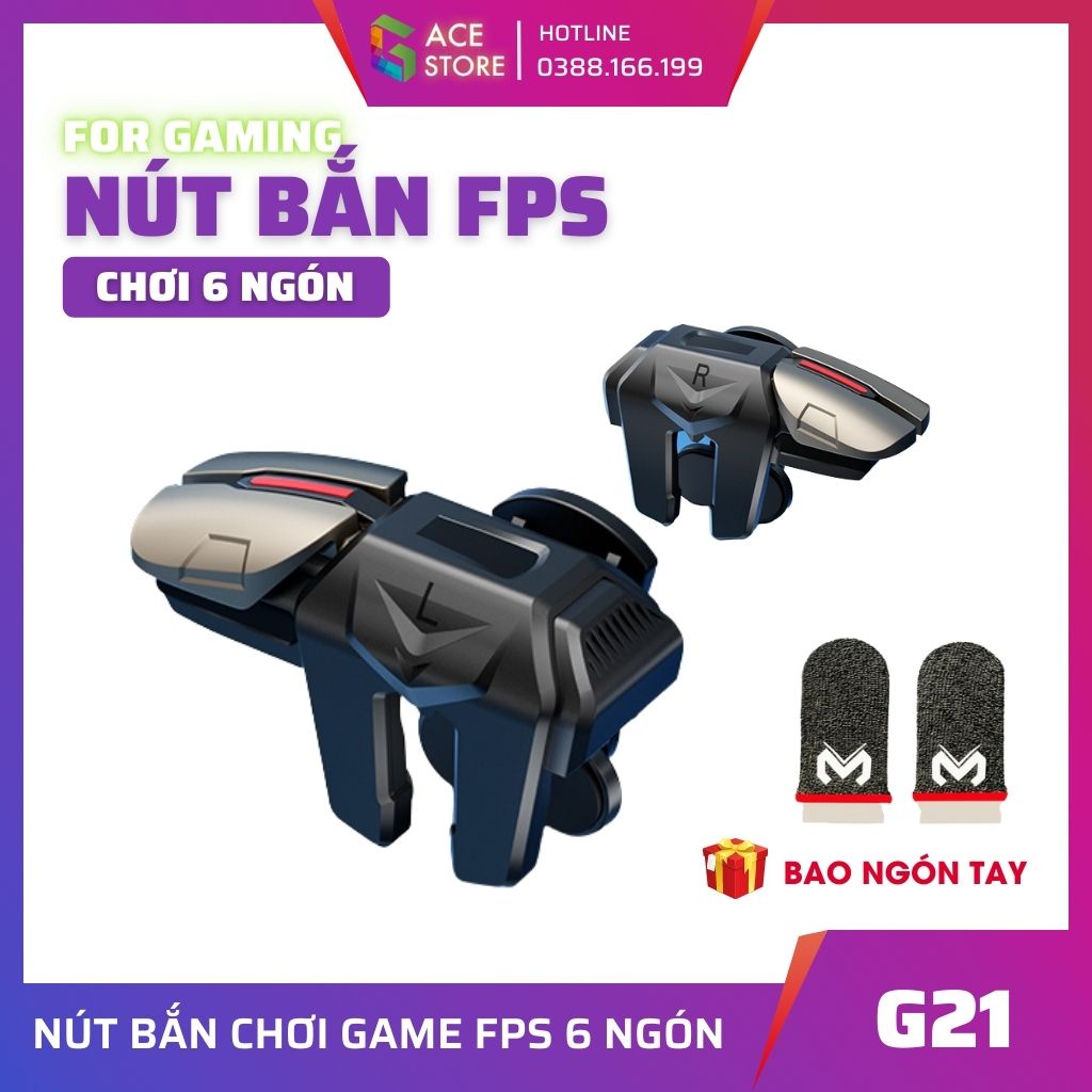 G21 | Nút bắn chơi game bằng 6 ngón chơi PUBG Mobile, Freefire, Call of Duty