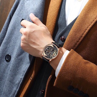 Đồng hồ phong cánh nam dây da mặt kính chống xước Reward