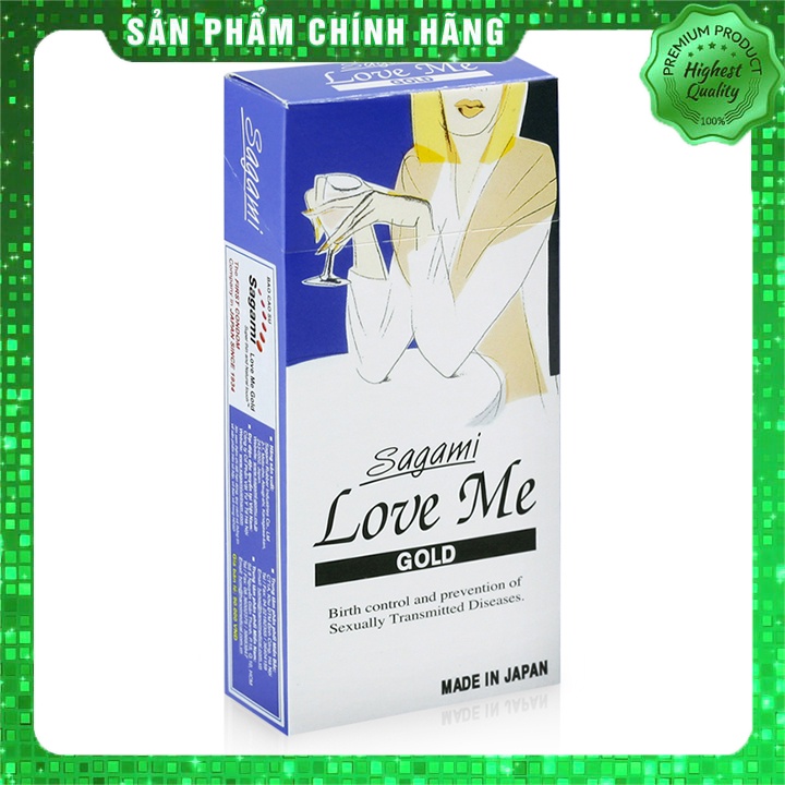 Bao Cao Su Siêu Mỏng Trơn 10 bao SAGAMI LOVE ME GOLD - bcs Nhật Bản - Chính hãng