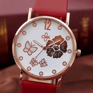Đồng hồ analog máy quartz dây da