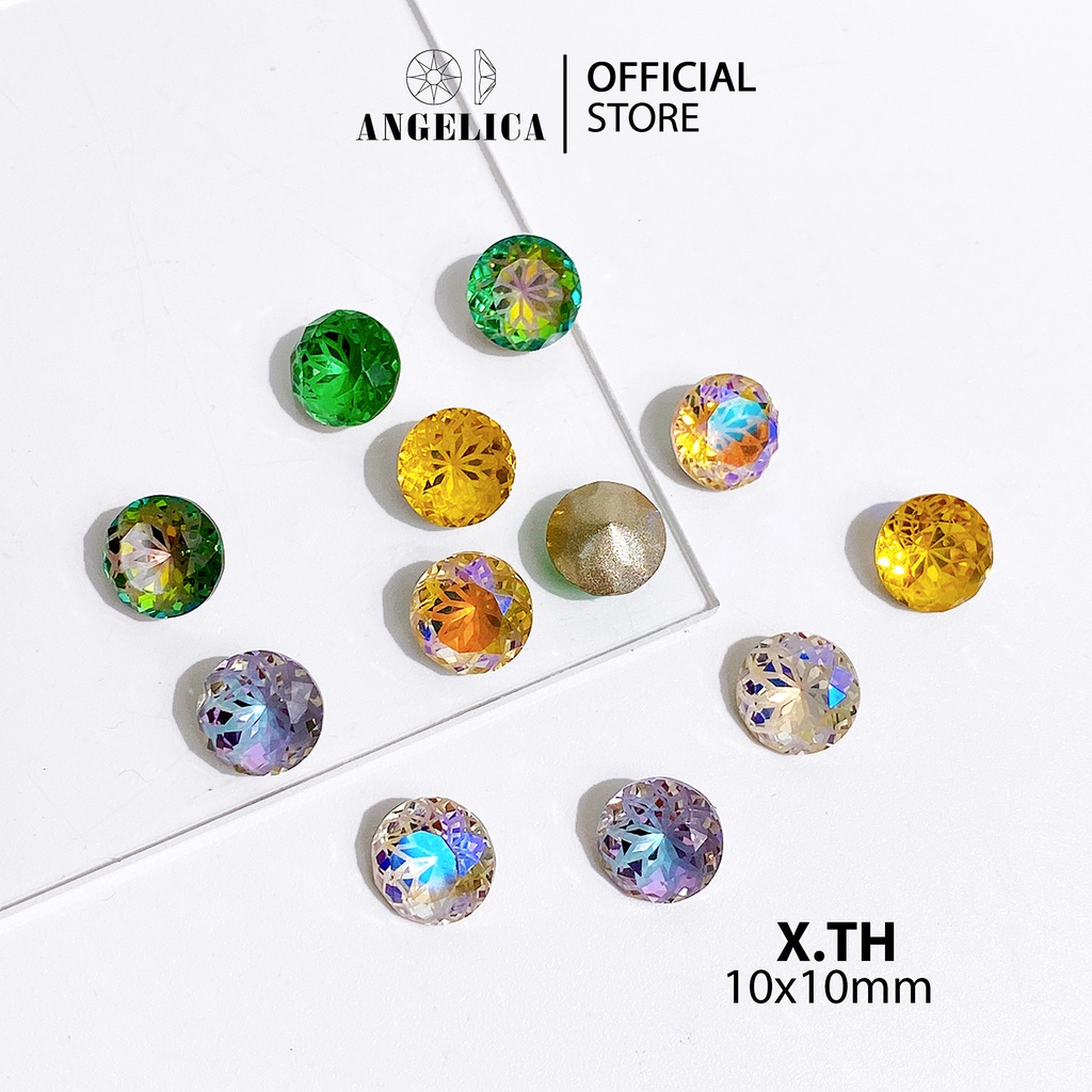 Đá Khối Nail Tròn Vân Hoa, Chân Vàng Trang Trí Móng ANGELICA X.TH