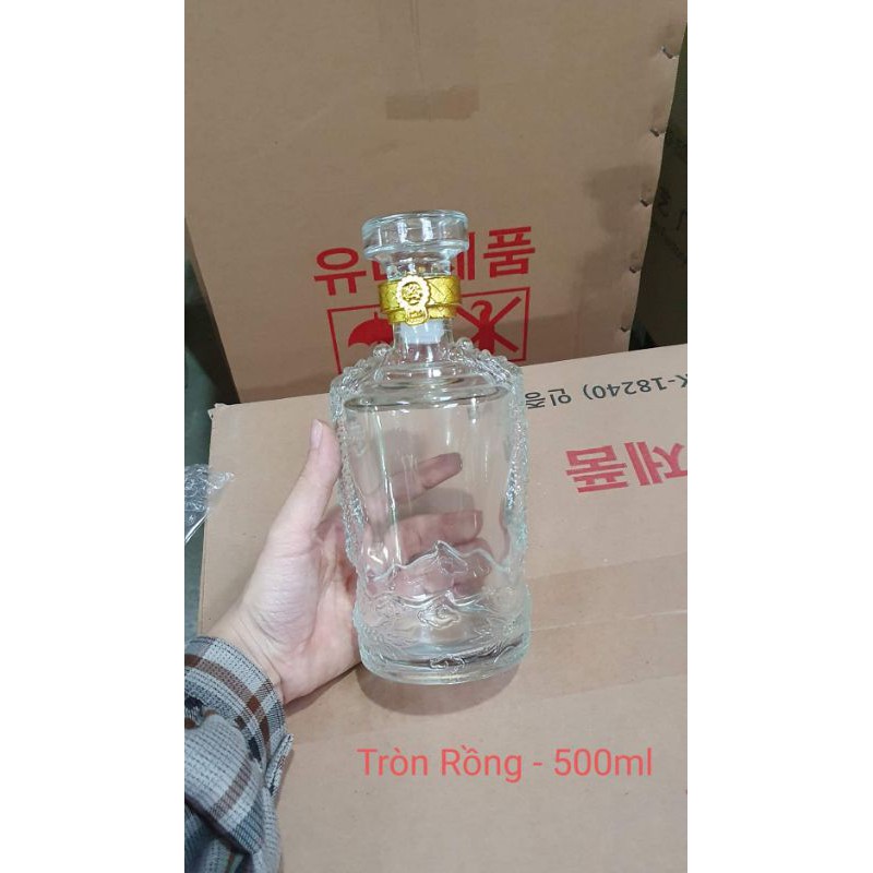 [ RẺ VÔ ĐỊCH ] Chai Đựng Rượu Thủy Tinh Rồng Nổi 500ml Cao Cấp