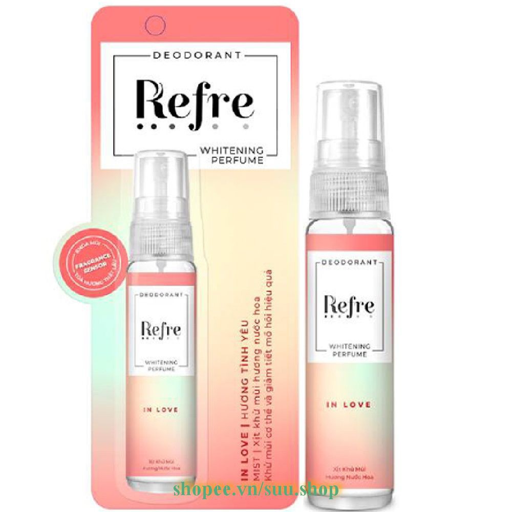 Xịt Khử Mùi Refre 30Ml Hương Tình Yêu Dưỡng Sáng Da, suu.shop Cam Kết 100% Chính Hãng.