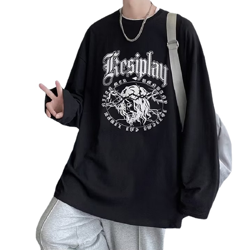 Áo Thun Tay Dài Dáng Rộng In Họa Tiết Hoạt Hình Phong Cách Hip Hop Nhật Bản Thời Trang Cho Nam Và Nữ size M-5XL