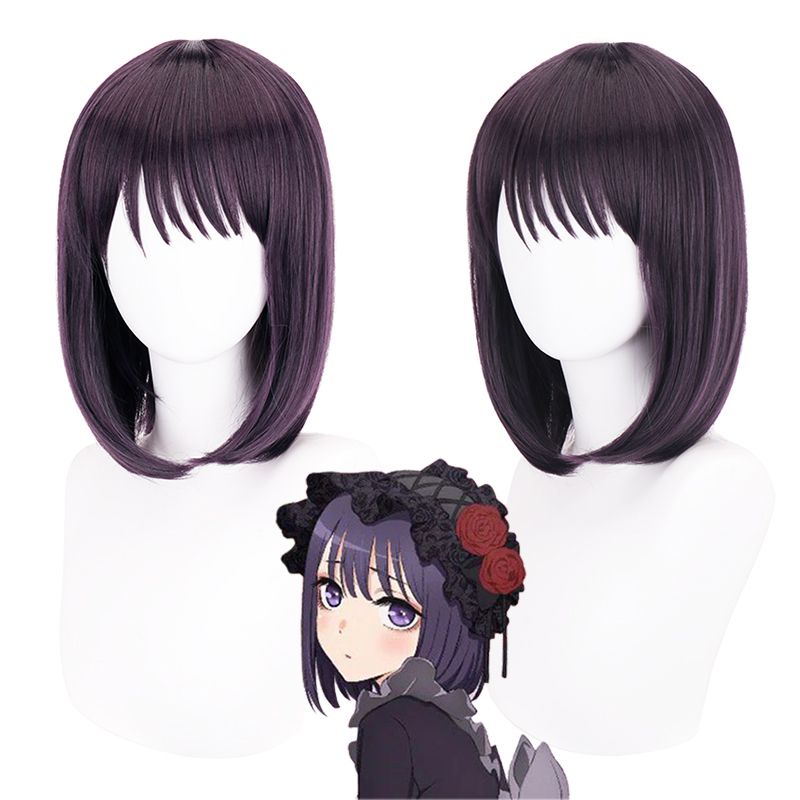 Anime Của Tôi Đầm Em Yêu Marin Kitagawa Tóc Giả Thẳng Tóc Ngắn Lolita Đạo Cụ Halloween Tím Tóc Giả Bé Gái Tặng