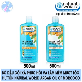 Bộ Gội Xả Dưỡng Tóc Phục Hồi Tóc Hư Tổn Natural World Argan Oil Of Marocco 500ml