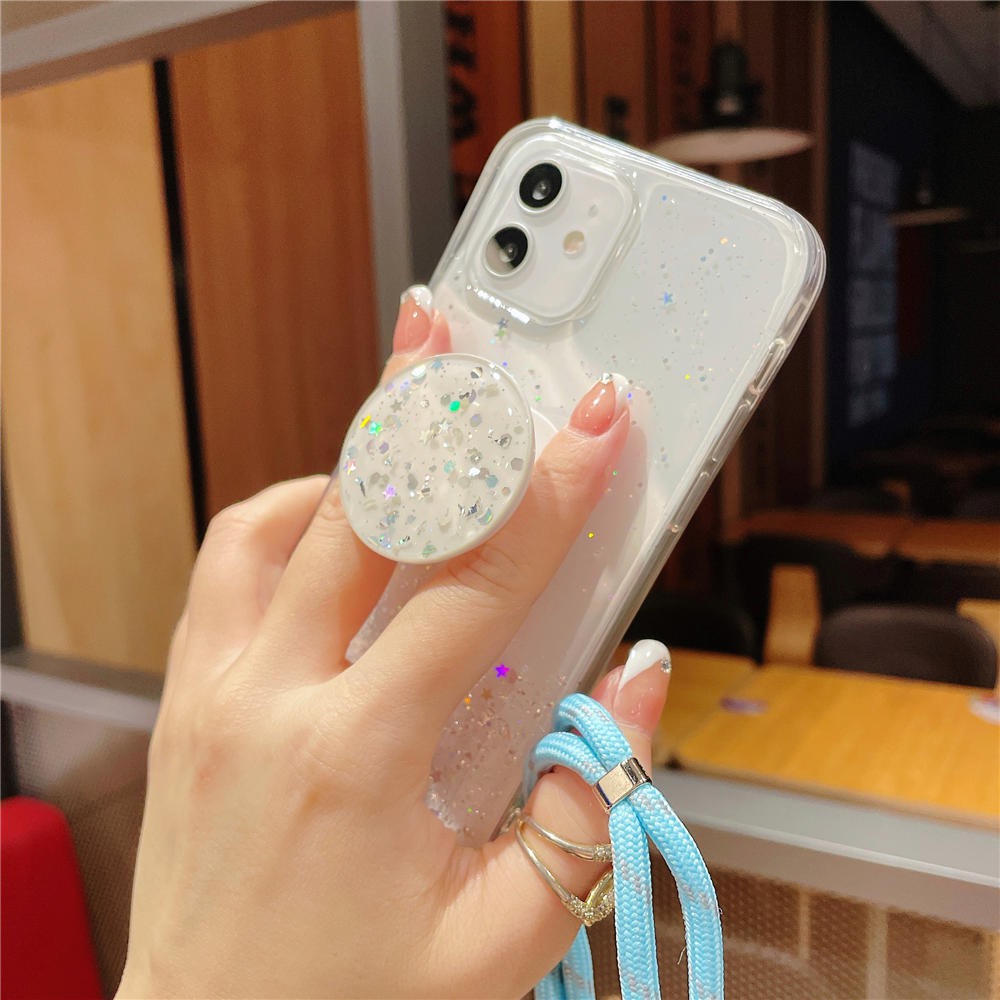 Ốp lưng kèm dây lấp lánh cho Samsung A32 A52 A72 4G 5G A02s