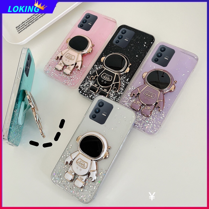 Ốp Điện Thoại Kim Tuyến Bạc Hình Phi Hành Gia 3D Cho VIVO V23 V23E V23Pro V21 V21E V20 V20SE V20Pro V19 V17