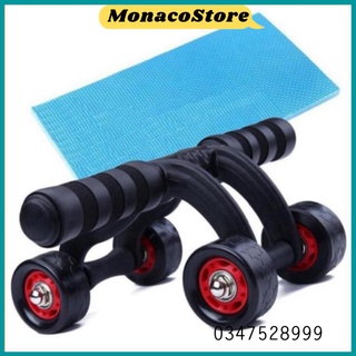 Con lăn tập bụng 4 bánh cao cấp, có miếng chặn , Máy tập cơ bụng con lăng bánh xe tập thể dục nam nữ - MNC Store