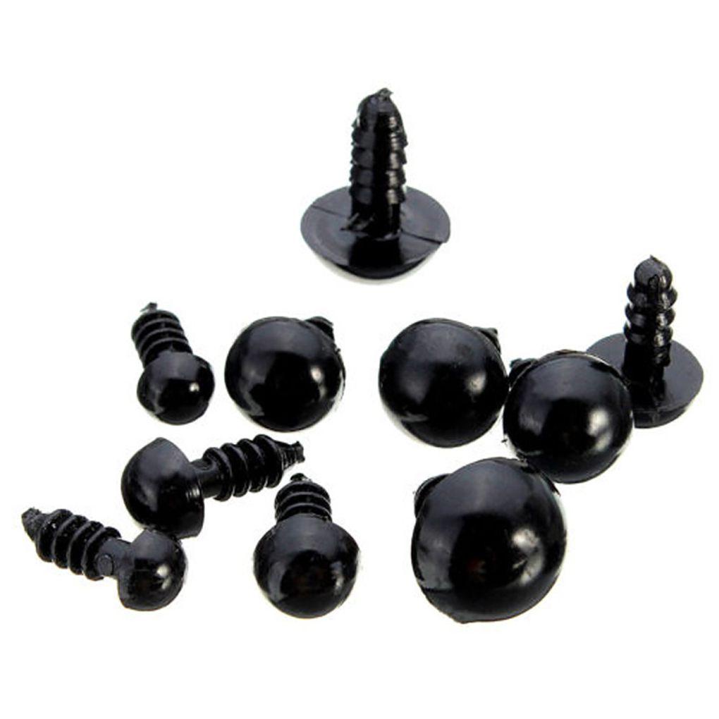 Set 100 Mắt Nhựa Màu Đen Kích Thước 6-12mm Dành Cho Búp Bê