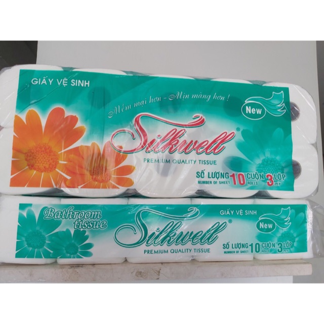 Giấy vệ sinh Silkwell xanh lốc 10 cuộn