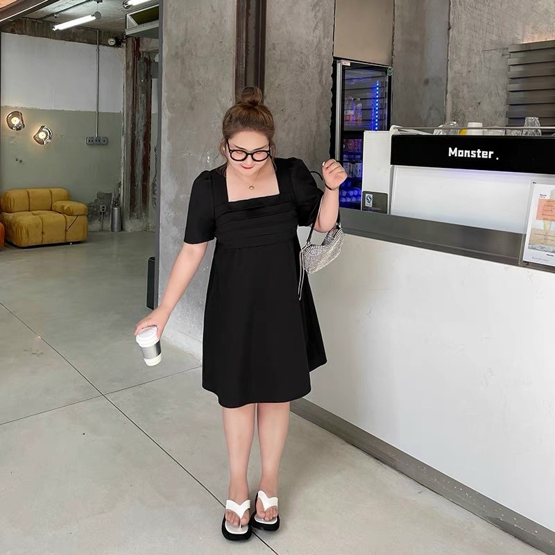 Đầm cổ vuông bigsize 65-90ký siêu xinh che bụng tốt | BigBuy360 - bigbuy360.vn