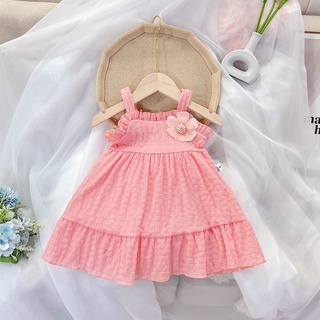 Váy xốp 2 dây bèo ngực bé gái