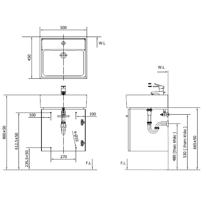 Lavabo Inax Cabinet CB0504-5QF-B, bảo hành chính hãng 02 năm