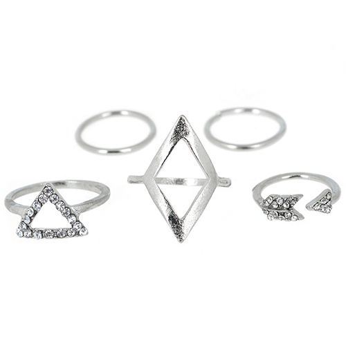 Set 5 nhẫn midi hợp kim phong cách cổ điển cá tính sang trọng dành cho nữ