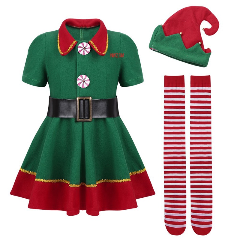 Bộ Đồ Hóa Trang Ông Già Noel Màu Xanh Lá Cây Dành Cho Bé Trai Và Bé Gái Dịp Giáng Sinh Năm Mới