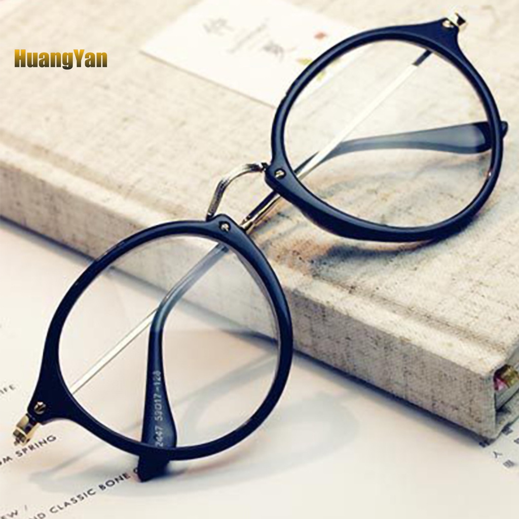 *YANJIN* Eyeglasses Frame Vintage Wearproof Resin Unisex Round Frame Spectacles for Daily Wear