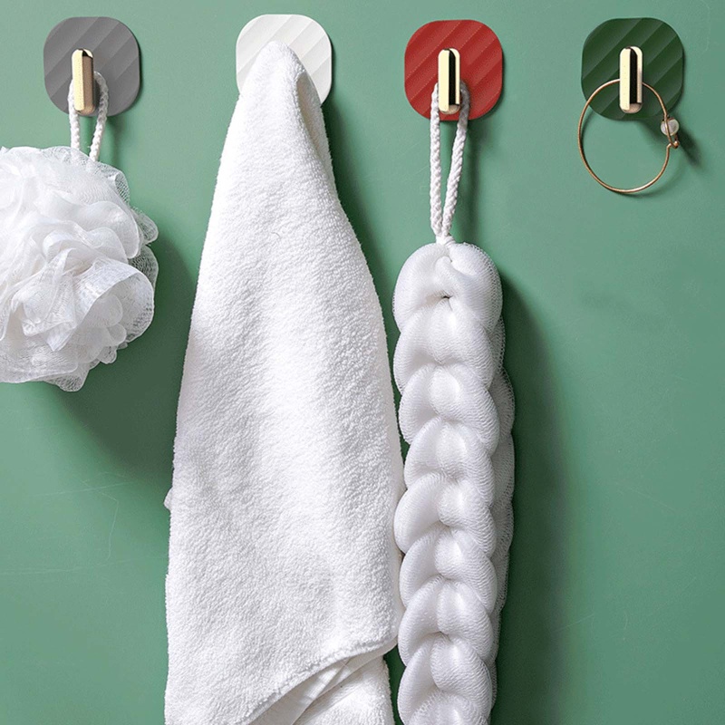 Set 4 Móc Treo Khăn Gắn Tường Không Đục Lỗ Chống Nước Đa Năng Cho Nhà Ở