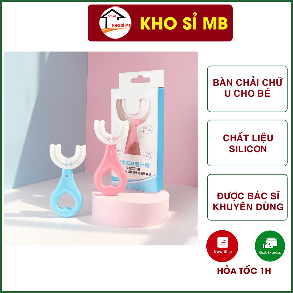 Bàn chải chữ u cho bé bằng silicon, cho trẻ từ 2-6 tuổi kho sỉ mb