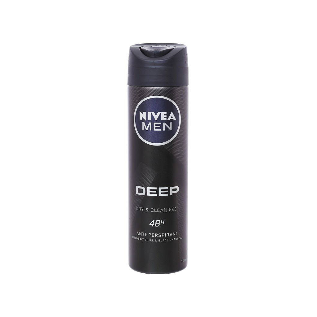 Khử mùi Nam thơm mát suốt 48h than hoạt tính Nivea Men Dry &amp; Clean Feel - hàng Chính hãng