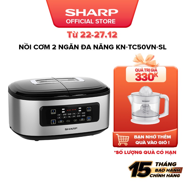 Nồi Cơm 2 Ngăn Đa Năng Sharp 1.8 lít KNTC50VNSL/WH